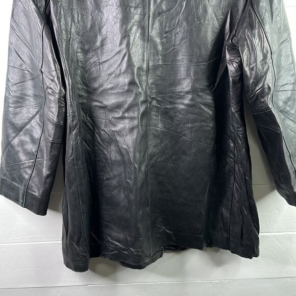AMADO Black Vintage Leather Blazer Button Up‎ 3/4 Sleeve Jacket Coat Size 2XL - Picture 4 of 15